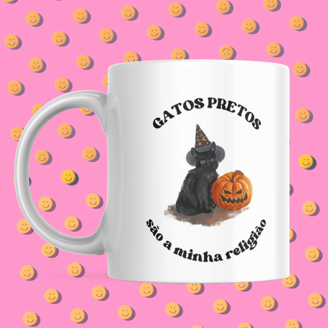 CANECA MOODS GATOS PRETOS